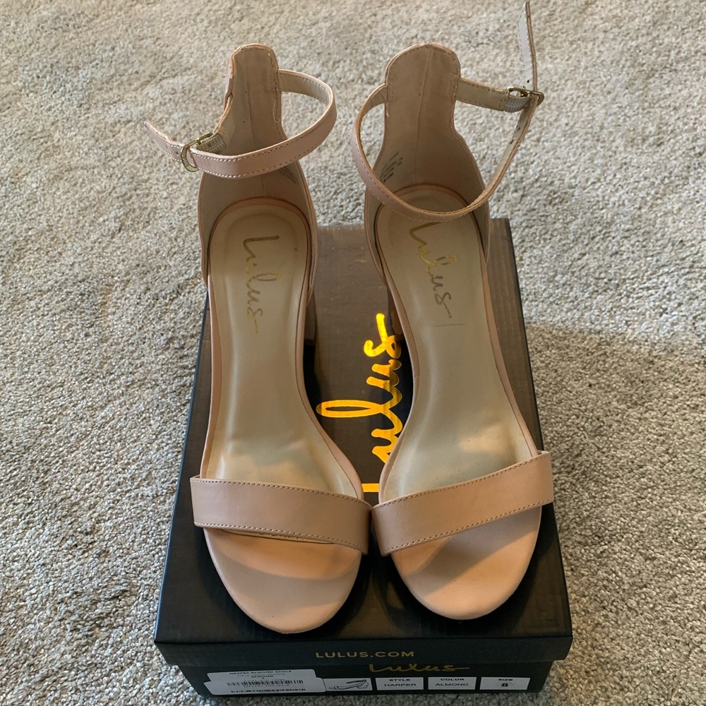 Lulus Harper Almond Ankle Strap Heels Size 8.5US